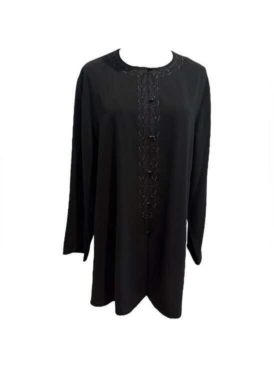 Maggie McNaughton Tops - 90s MAGGIE MCNAUGHTON BLACK BOHO TUNIC W DECORATIVE BUTTONS & EMBROIDERY SZ XL
